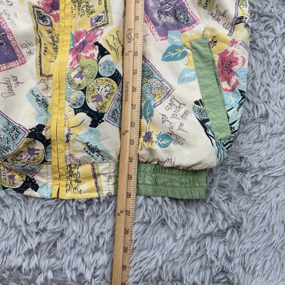 Swell Jacket Women's L Floral  VTG Hawaiian Post Card‎ 100% Silk Artsy Bomber - Picture 4 of 14